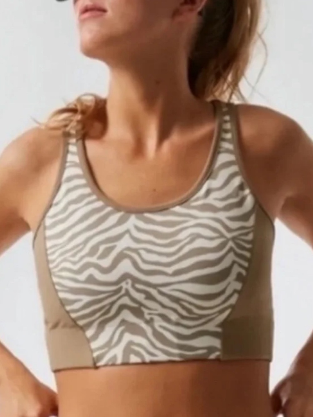 Tuckernuck Tnuck Sport Savannah Zebra Animal Print Sports Bra Size Small NWT!